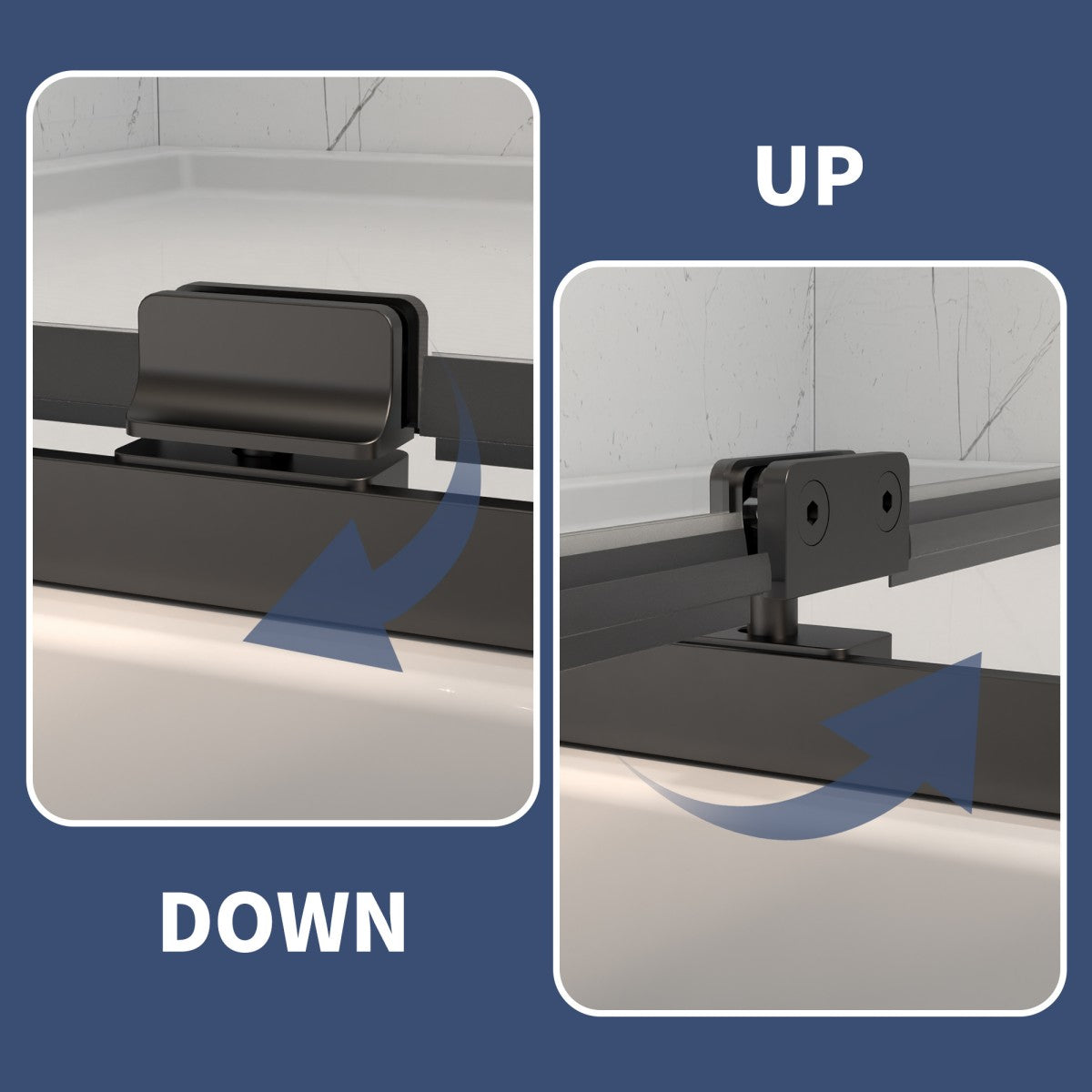 Flexi 44-48"x71" Frameless Shower Door in Matte Black,Water Repellent Glass with Seal Strip Parts and Handle,6mm Glass Shower Door - ExBriteUSA