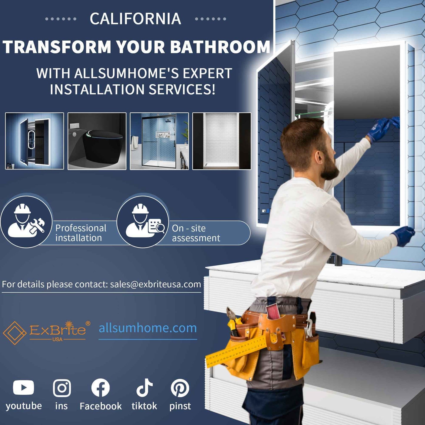 Lock Adjustable 44-48"W x 74"H Sliding Glass Shower Door with 8mm Clear Tempered Glass,Stainless Steel Hardware Brushed Gold,Rectangle Shower Door