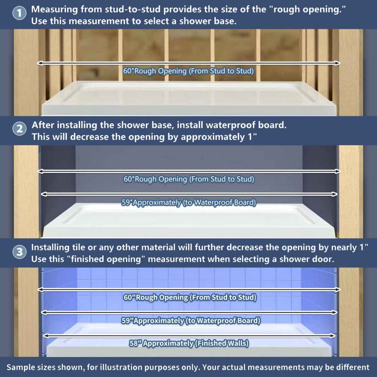 Glide 44-48" Wide x 70" Sliding Glass Shower Doors Frame in Brushed Gold,Clear Tempered Glass