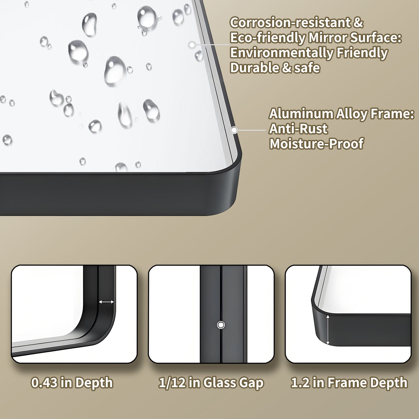 Noir 22" x 30" Vanity Mirror – Modern, Elegant, Rectangular Wall Mirror with Tempered Glass, Shatterproof, Rust-Resistant, Matte Black Frame for Bathroom, Living Room & Hallway - ExBriteUSA