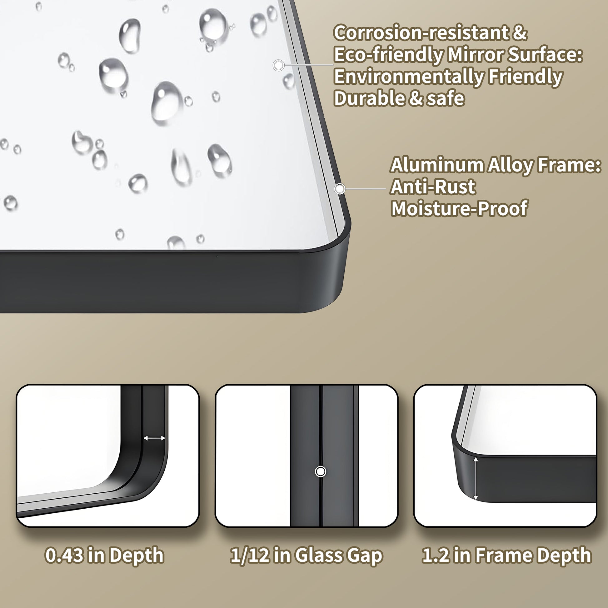 Noir 22" x 30" Vanity Mirror – Modern, Elegant, Rectangular Wall Mirror with Tempered Glass, Shatterproof, Rust-Resistant, Matte Black Frame for Bathroom, Living Room & Hallway - ExBriteUSA