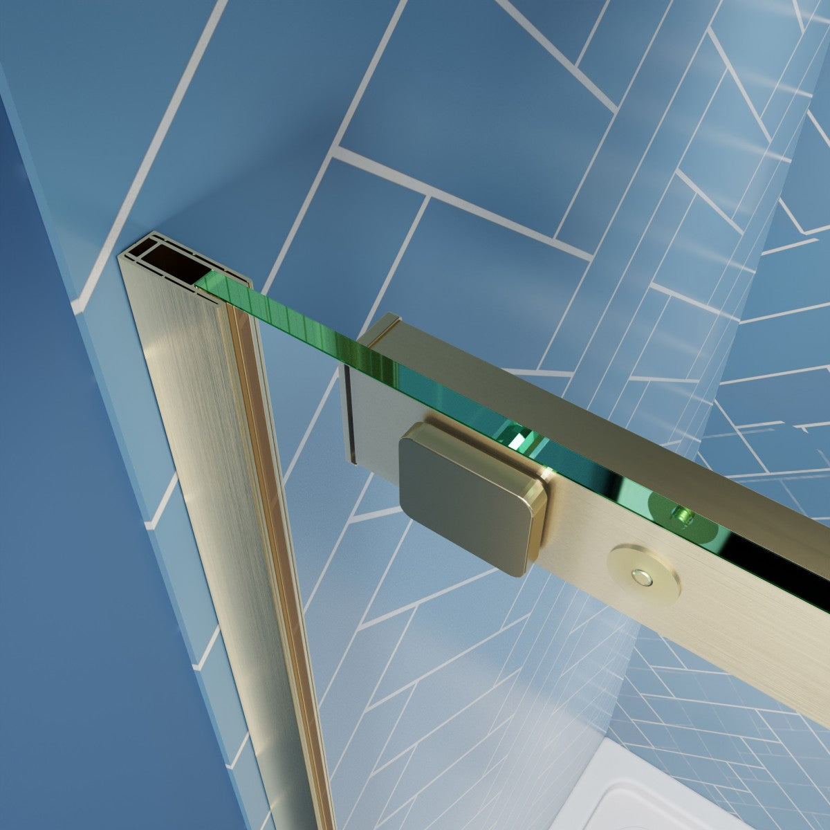 Lock Adjustable 44-48"W x 74"H Sliding Glass Shower Door with 8mm Clear Tempered Glass,Stainless Steel Hardware Brushed Gold,Rectangle Shower Door