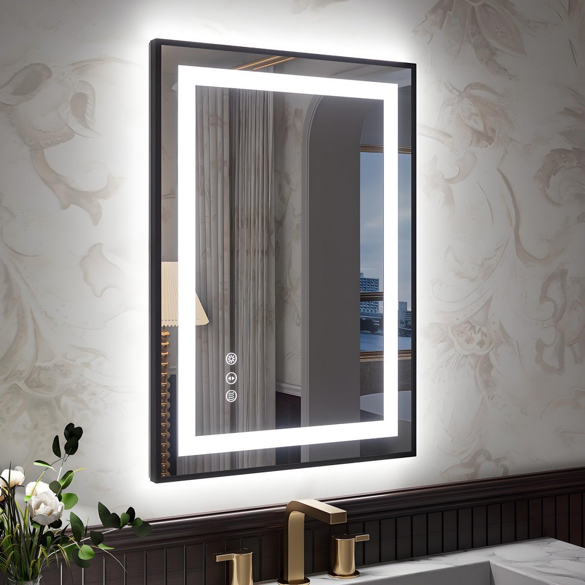 Apex - B 20x28in vanity with lights and mirror for Bathroom Wall,Framed LED Bathroom Mirror,Anti - Fog,Shatter - Proof,ETL Listed