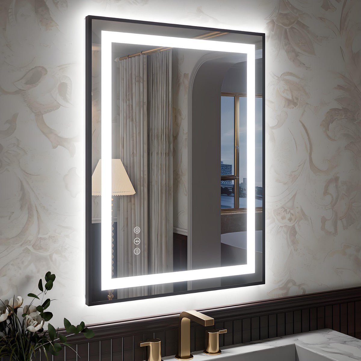 Apex - B 32x24in vanity with lights and mirror for Bathroom Wall,Framed LED Bathroom Mirror,Anti - Fog,Shatter - Proof,ETL Listed