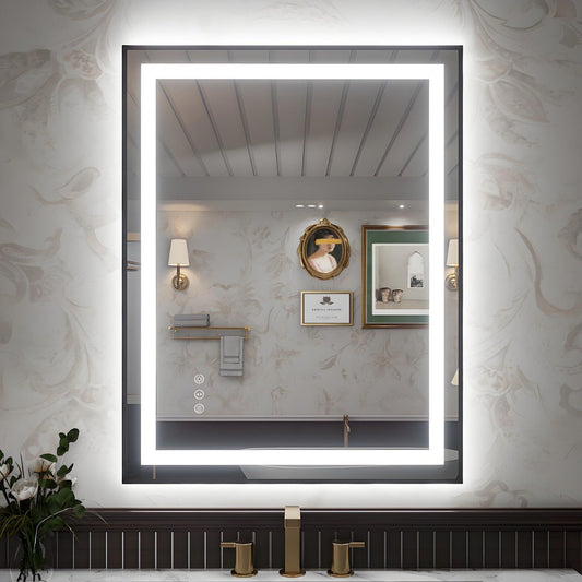 Apex - B 36x28in vanity with lights and mirror for Bathroom Wall,Framed LED Bathroom Mirror,Anti - Fog,Shatter - Proof,ETL Listed