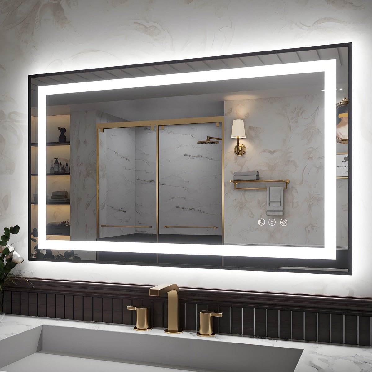 Apex - B 40x24in vanity with lights and mirror for Bathroom Wall,Framed LED Bathroom Mirror,Anti - Fog,Shatter - Proof,ETL Listed