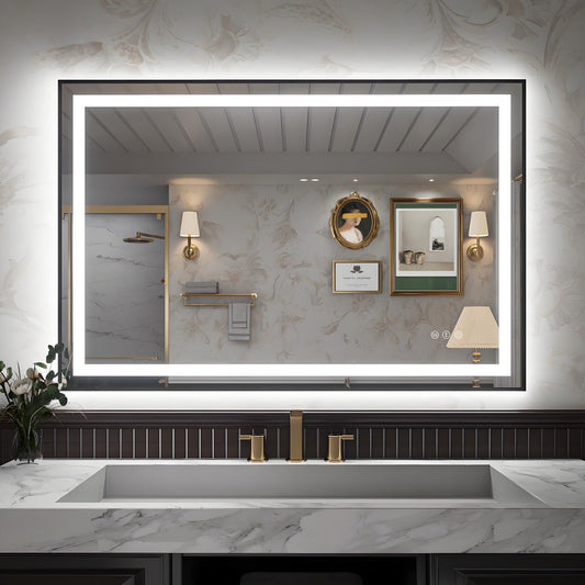 Apex - B 48x32in vanity with lights and mirror for Bathroom Wall,Framed LED Bathroom Mirror,Anti - Fog,Shatter - Proof,ETL Listed