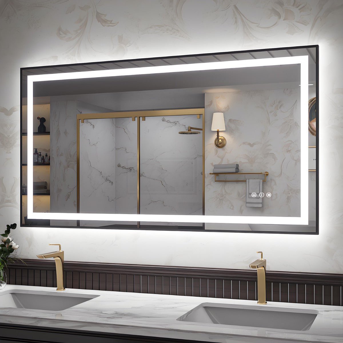 Apex - B 55x30in vanity with lights and mirror for Bathroom Wall,Framed LED Bathroom Mirror,Anti - Fog,Shatter - Proof,ETL Listed