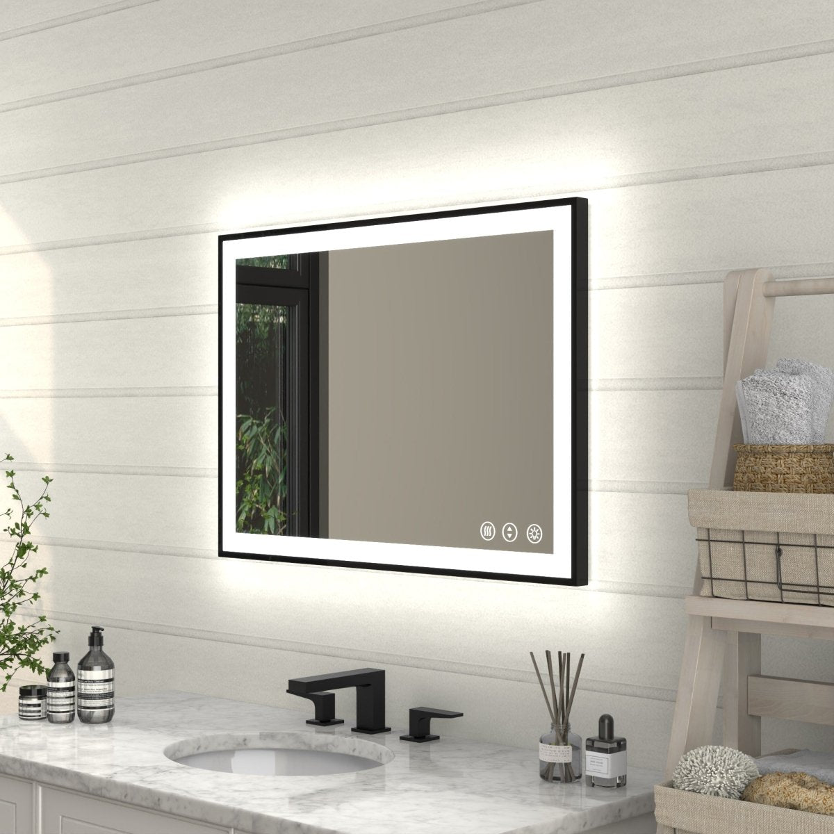 Apex-Noir 20"x28" Framed LED Lighted Bathroom Mirror – ExBriteUSA