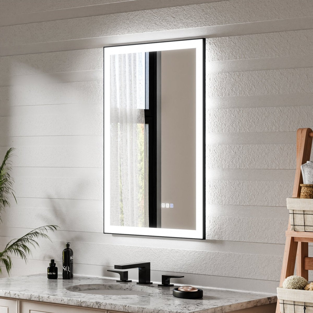 Apex-Noir 24"x36" Framed LED Lighted Bathroom Mirror – ExBriteUSA