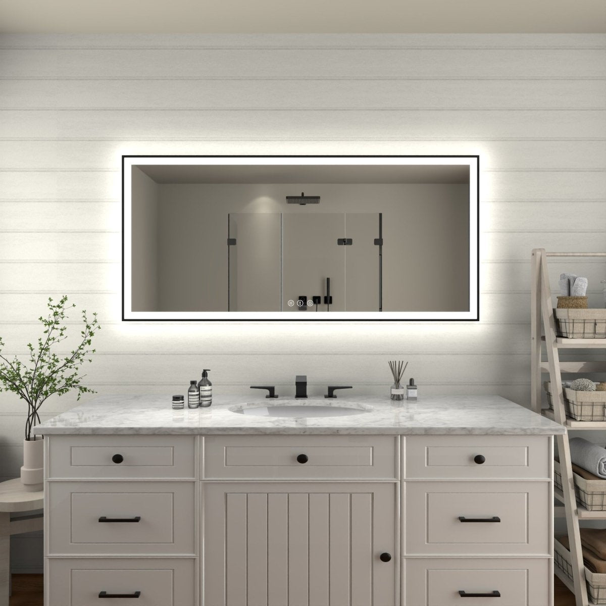 Apex - Noir 60"x28" Framed LED Lighted Bathroom Mirror