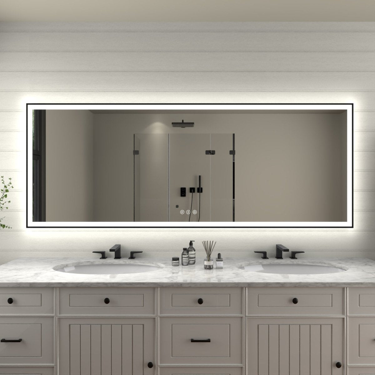 Apex - Noir 84"x32" Framed LED Lighted Bathroom Mirror