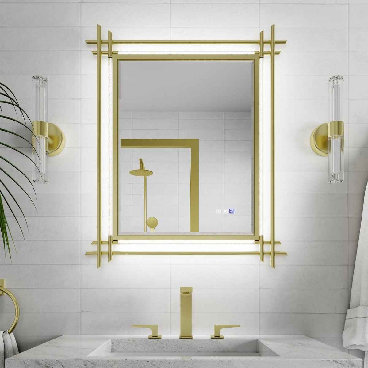 ExBrite Handcrafted Iron Art Bubble Decorative Mirror 30"W X 36"H Hawaiian Style, Golden