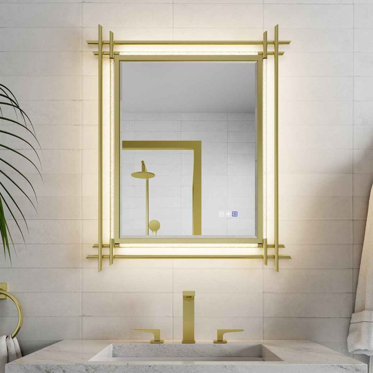 ExBrite Handcrafted Iron Art Bubble Decorative Mirror 30"W X 36"H Hawaiian Style, Golden
