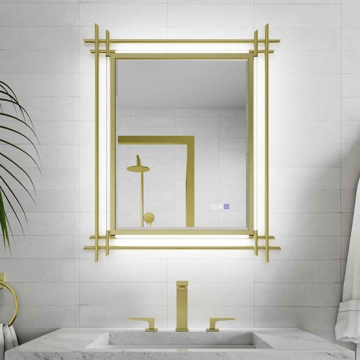 ExBrite Handcrafted Iron Art Bubble Decorative Mirror 30"W X 36"H Hawaiian Style, Golden