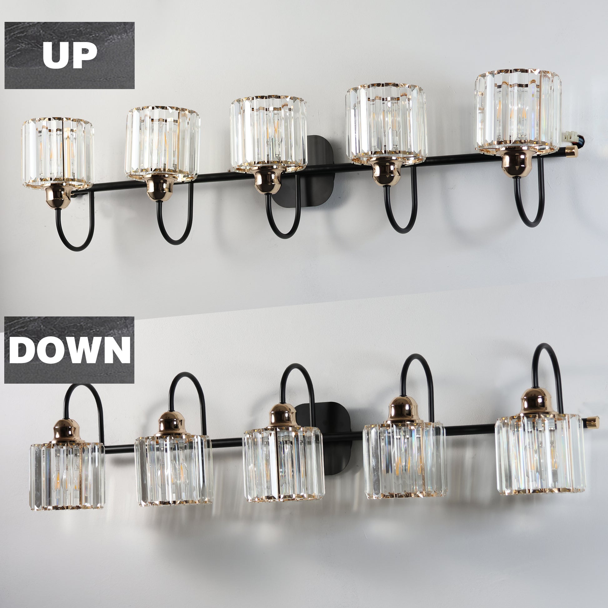 ExBrite 41" W 5 Lights Bathroom Black and Gold Vanity Lights for Bathroom Light - ExBriteUSA