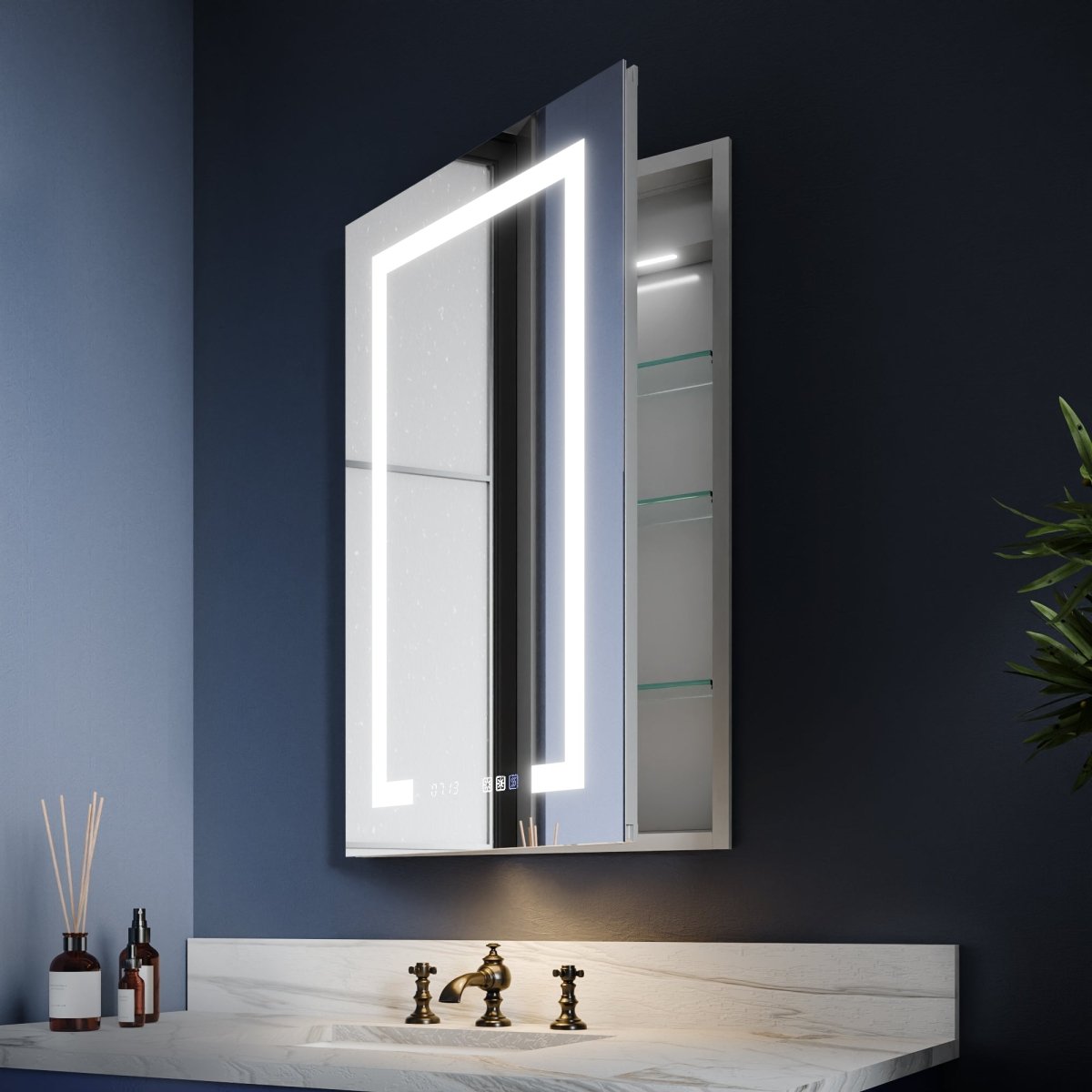 Boost-M2 20" W x 32" H Bathroom Narrow Light Medicine Cabinets with Va ...