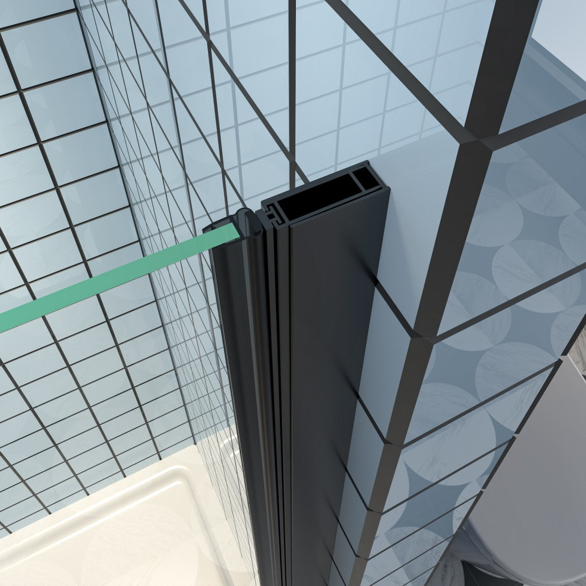 Classy 32-34" W x 72" H Pivot Shower Door Semi-Frameless Hinged in Matte Black Install Glass Shower Door