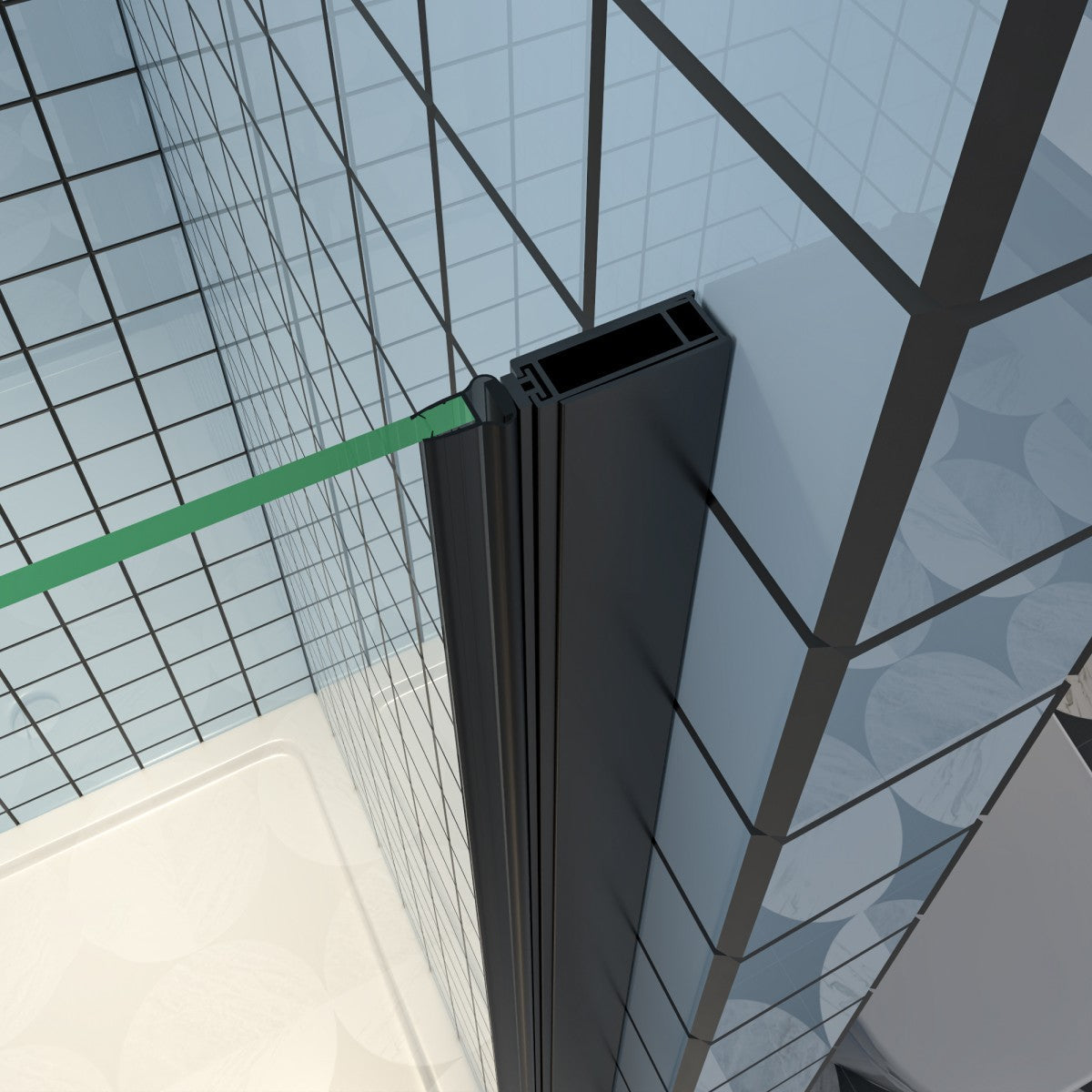Exbrite Adapt Bifold Shower Door 36-38 in.W x 72 in.H Pivot Swing Shower Doors,Matte Black,Clear Tempered Glass