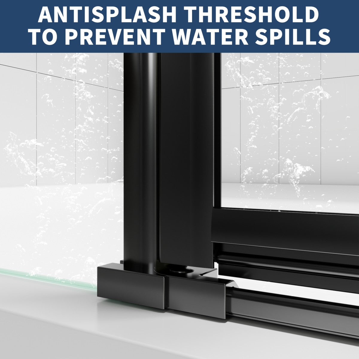 Valor-W Allsumhome 56-58"Wx71"H Semi-Frameless Pivot Glass Shower Door,Pivot Shower Door,SGCC Tempered Glass,Matte Black,Reversible Installation