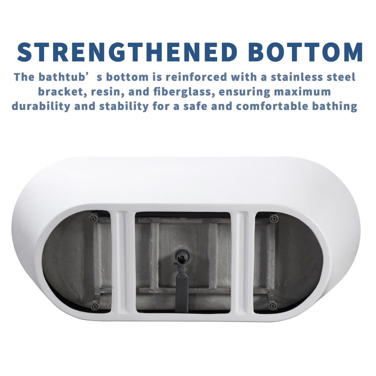 PY Exbrite 67' Acrylic Freestanding Bathtub, stand alone bathroom tub, Glossy White, Toe-tap Chrome Drain, cUPC Certified - ExBriteUSA