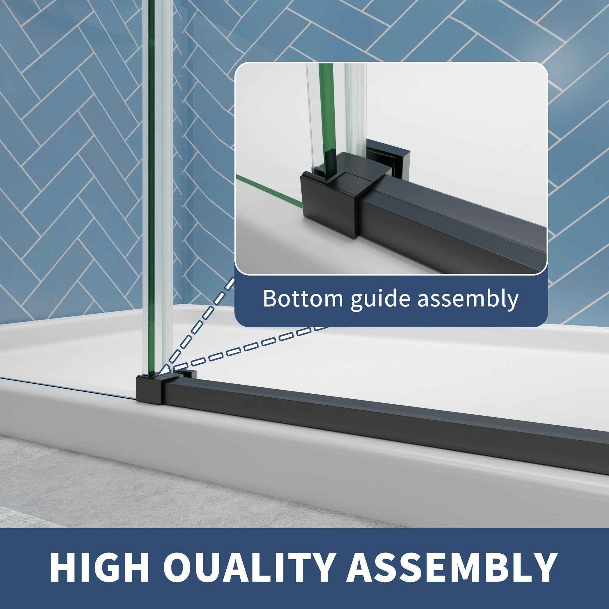 Lock Adjustable 56-60"W x 74"H Sliding Glass Shower Door with 8mm Clear Tempered Glass,Stainless Steel Hardware Black,Rectangle Shower Door (Copy) (Copy) (Copy)