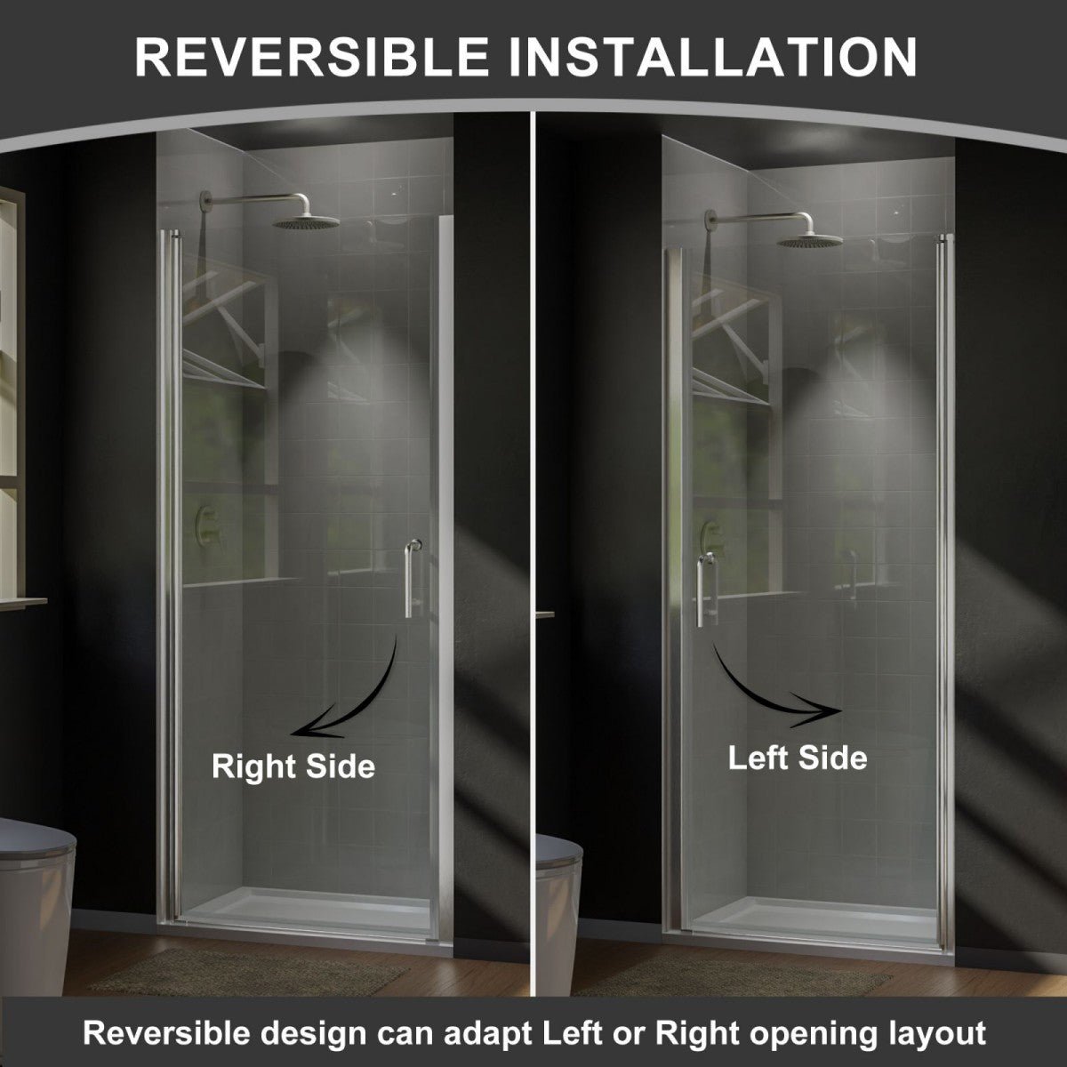 Classy 36 - 37" W X 72" H Pivot Semi - Frameless Glass Shower Door Nickel