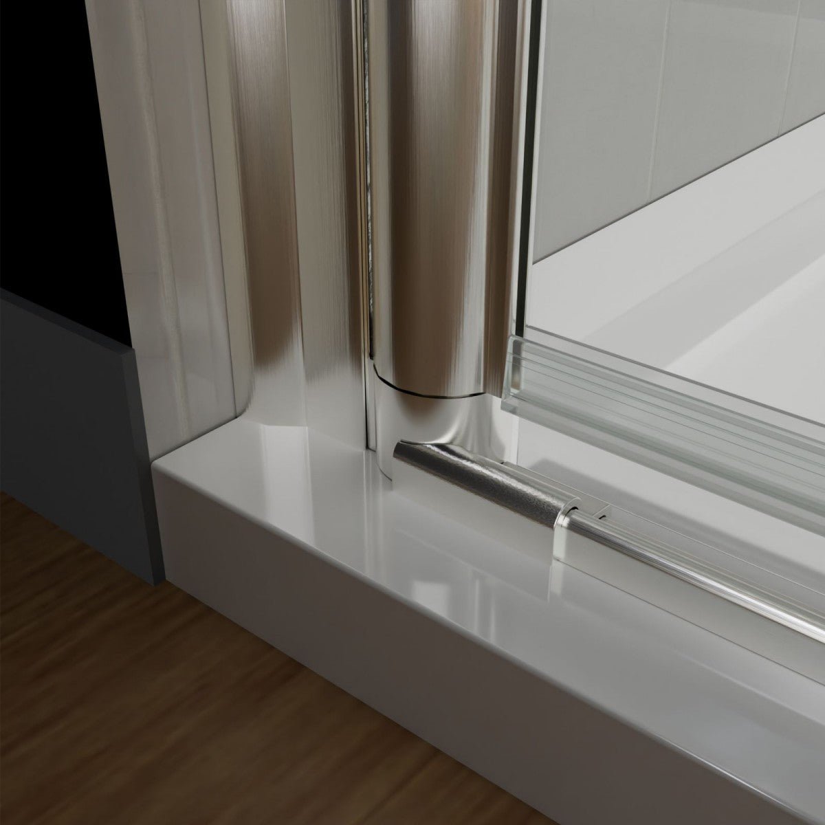 Classy 36 - 37" W X 72" H Pivot Semi - Frameless Glass Shower Door Nickel