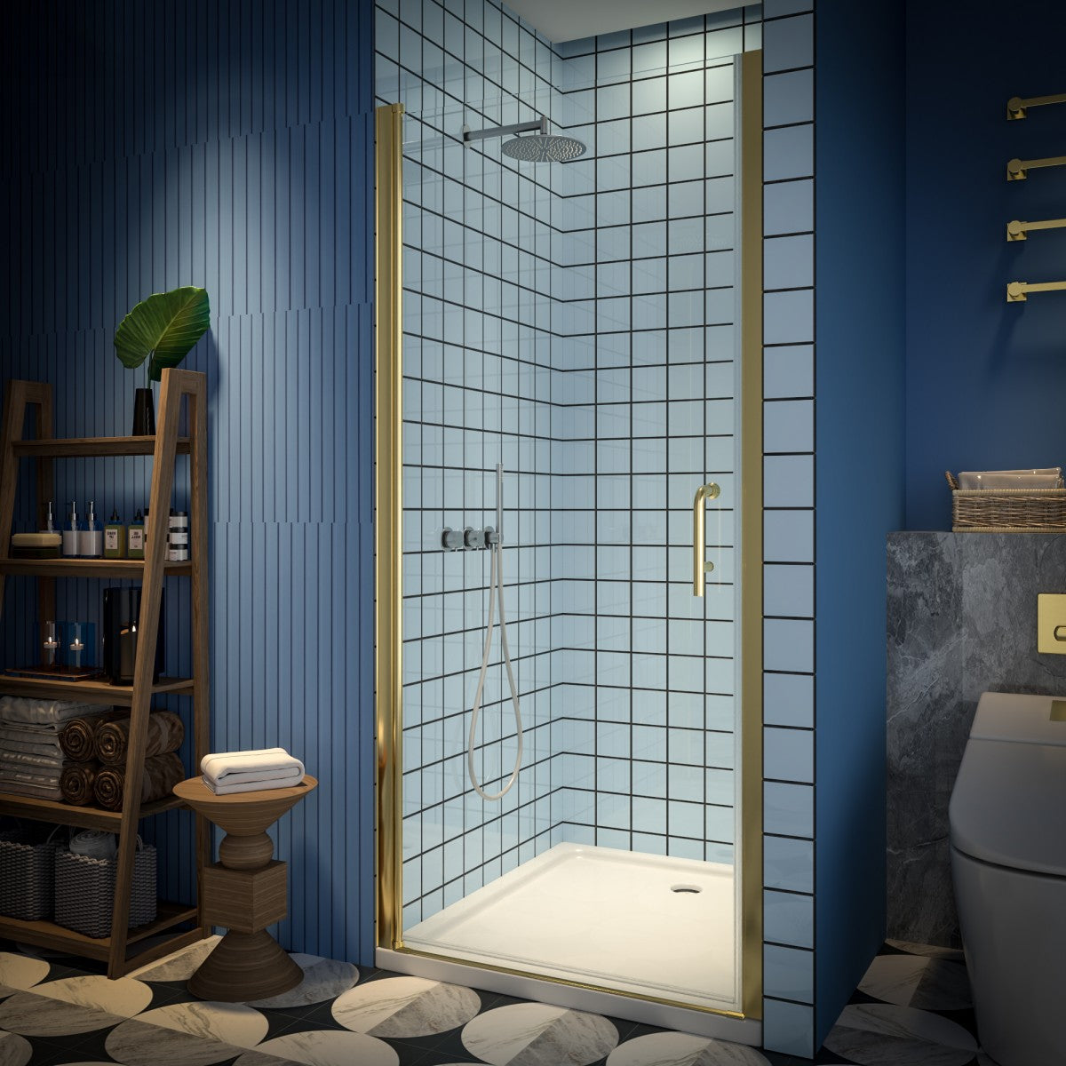 Classy 34-36"x72" Frameless Shower Door in Brush Gold,Water Repellent Glass with Seal Strip Parts and Handle,6mm Glass Shower Door - ExBriteUSA