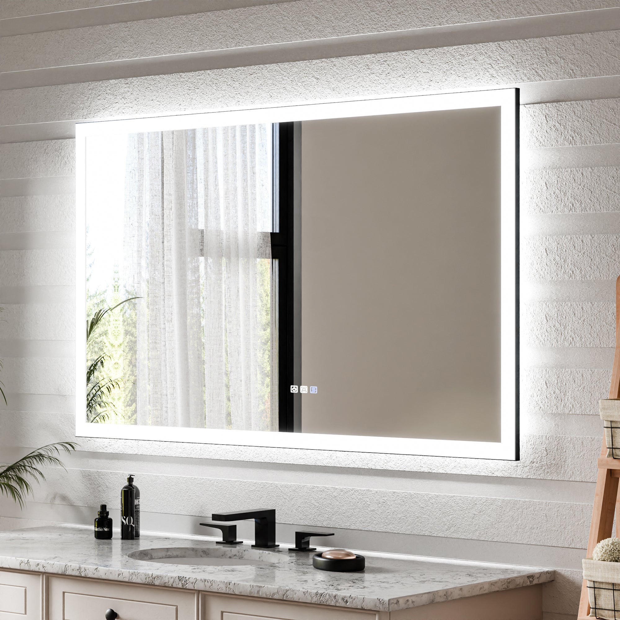Apex-Noir 60"x36" Framed LED Lighted Bathroom Mirror – ExBriteUSA