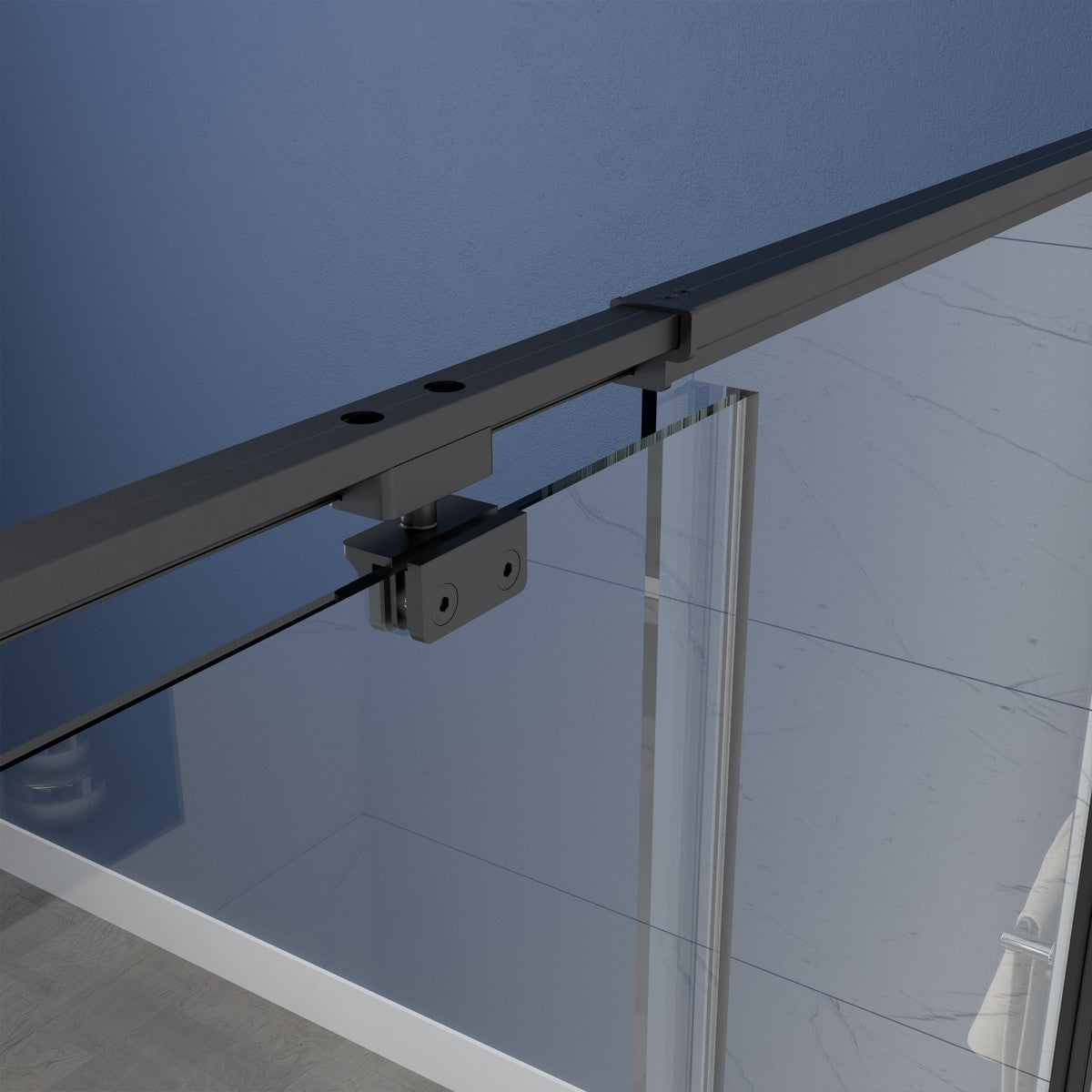 Flexi 44-48"x71" Frameless Shower Door in Matte Black,Water Repellent Glass with Seal Strip Parts and Handle,6mm Glass Shower Door - ExBriteUSA