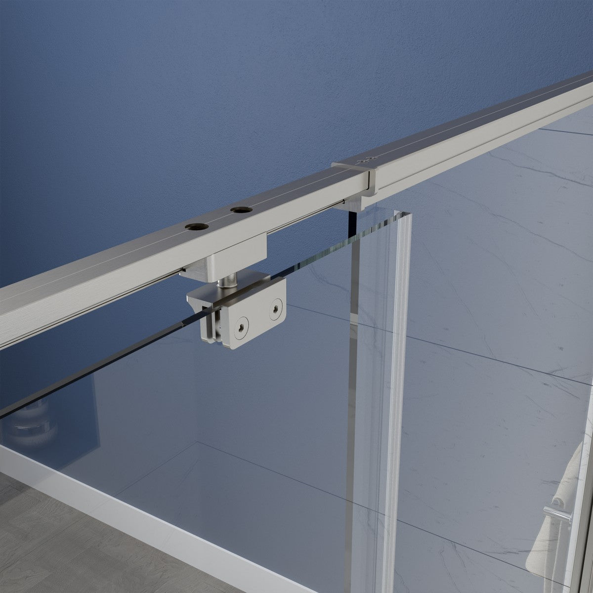 Flexi 44-48"x71" Frameless Shower Door in Chrome,Water Repellent Glass with Seal Strip Parts and Handle,6mm Glass Shower Door - ExBriteUSA