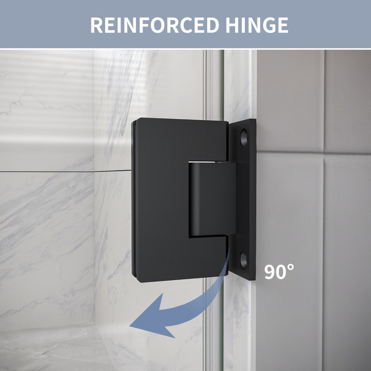 Valor Shower Door 24in.W x 72in.H Semi-Frameless Hinged Shower Door,Shower Room Glass Door with Clear Tempered Shower Glass Panel,Black
