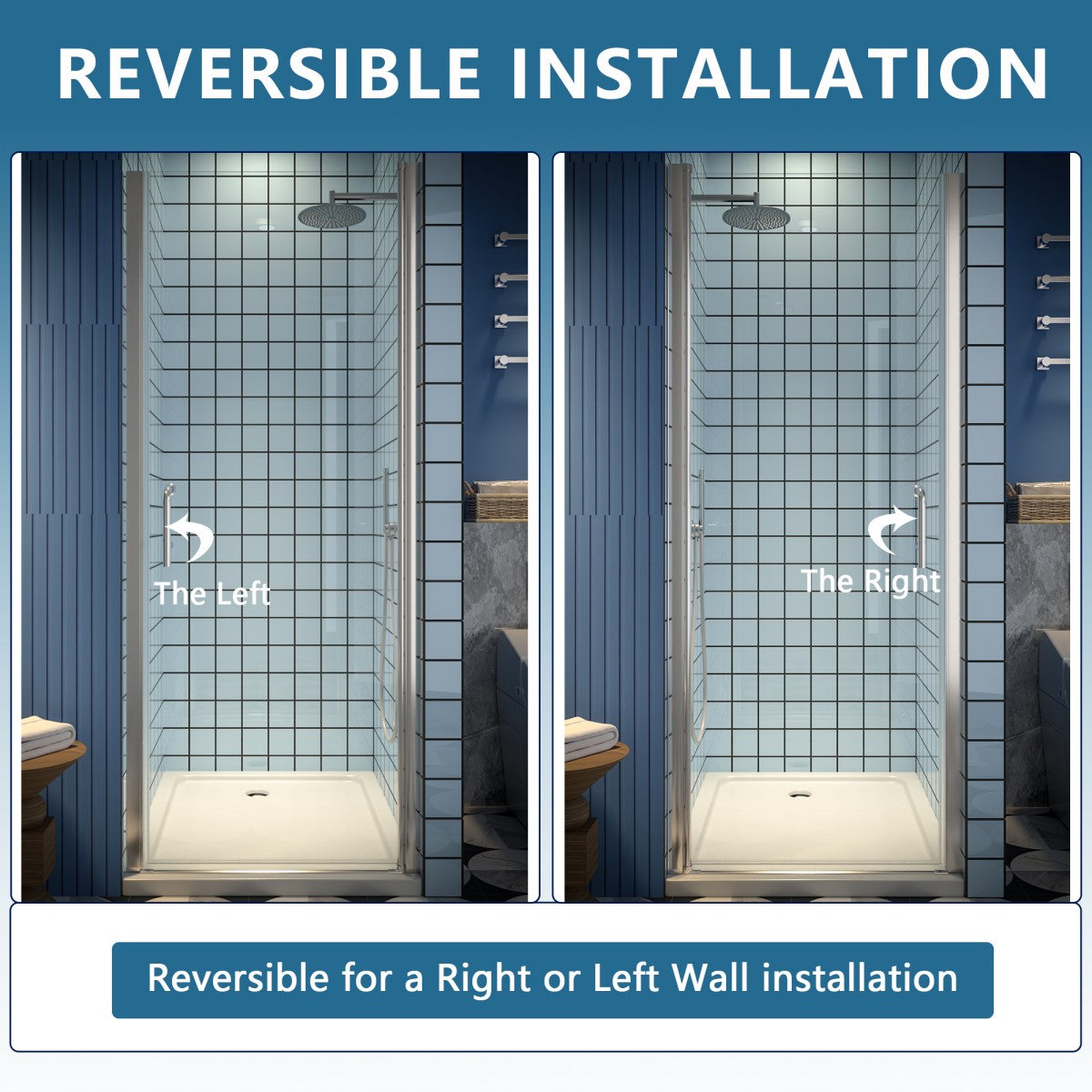 Classy 28-30" W X 72" H Pivot Shower Doors Semi-Frameless Nickel Hinged Glass Shower Door With Handle