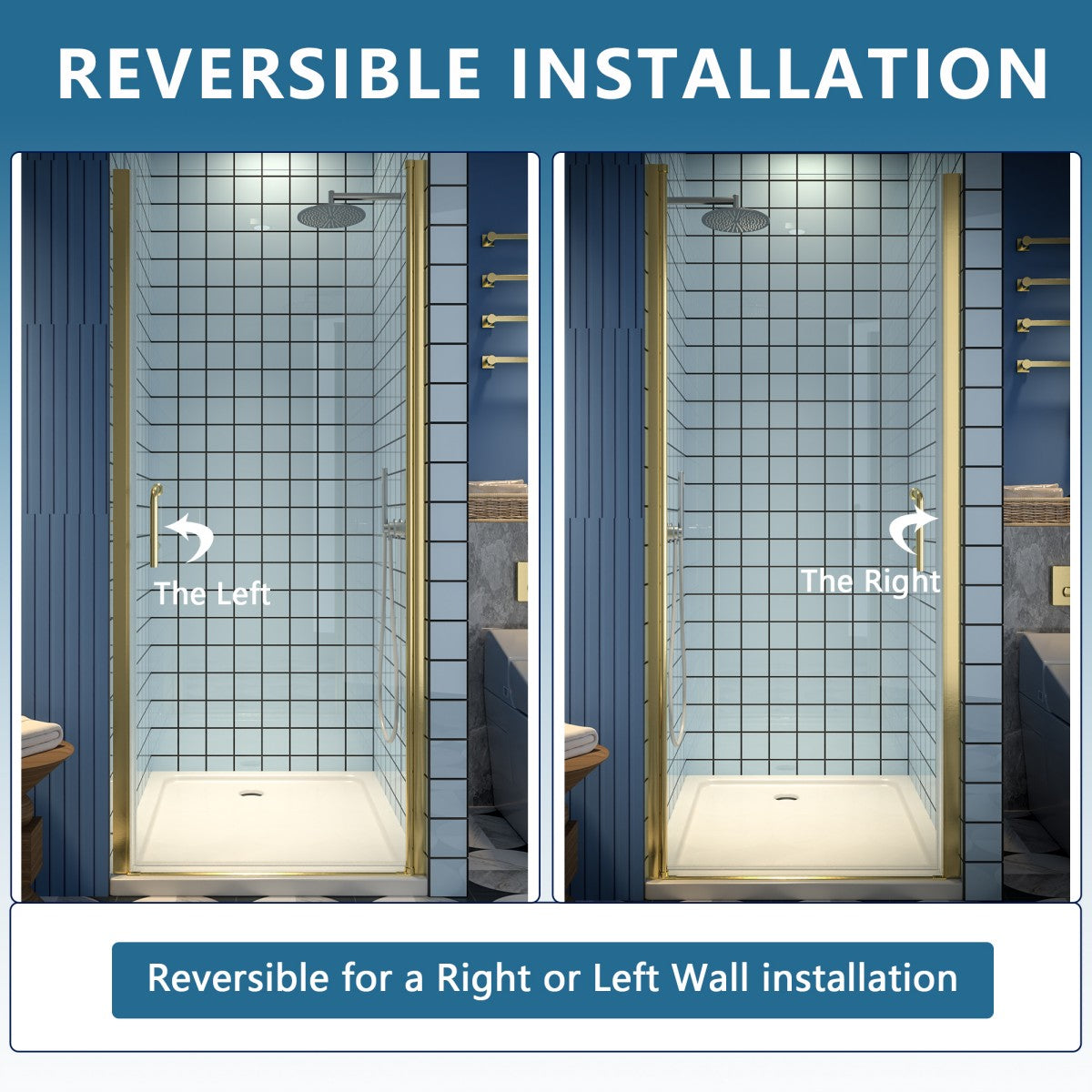 Classy 32-34"x72" Frameless Shower Door in Brush Gold,Water Repellent Glass with Seal Strip Parts and Handle,6mm Glass Shower Door - ExBriteUSA
