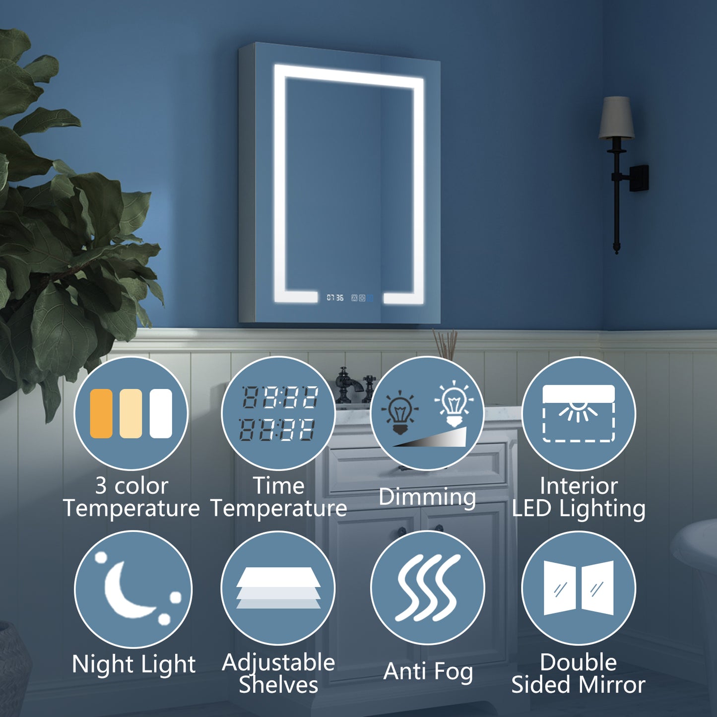 Boost-M2 60" W x 32" H Lighted Medicine Cabinet with Outlets & USB