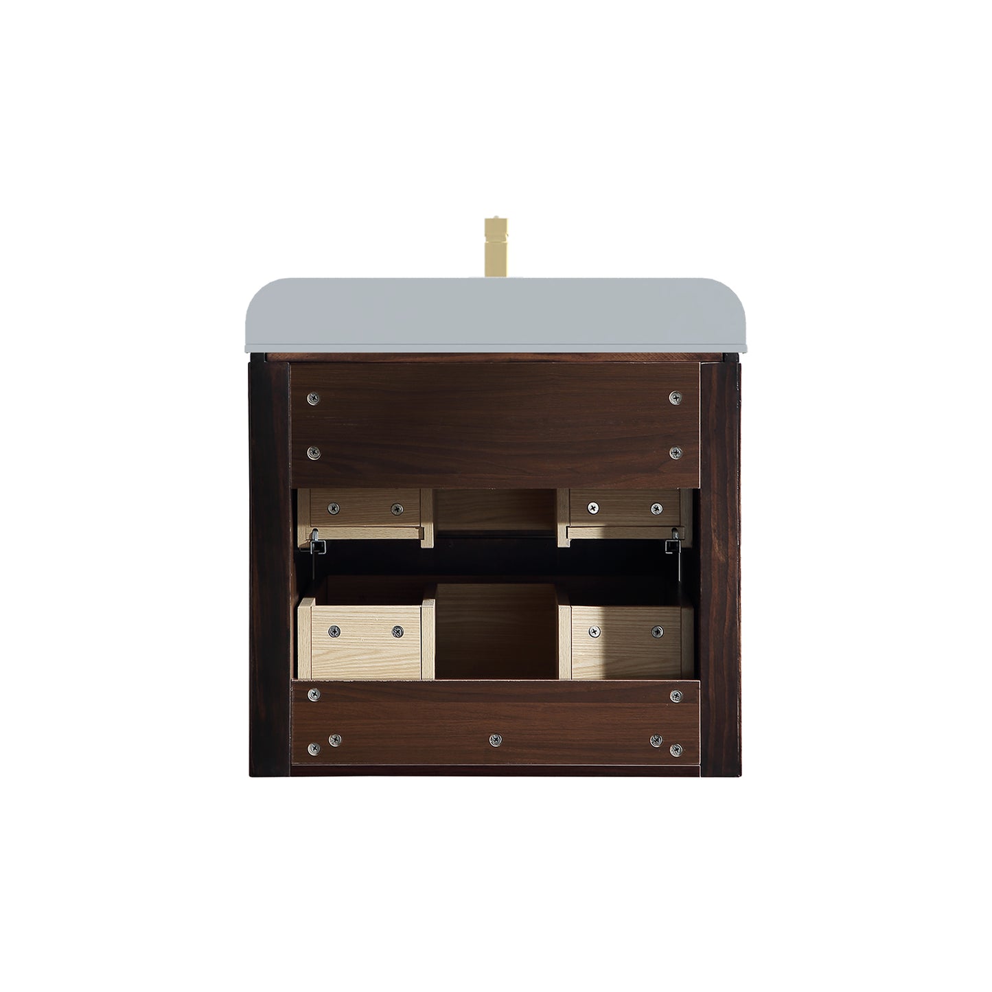 24 inch Floating Bathroom Vanity with Sink, Pre-Assembled, Wall Mounted Plywood Bathroom Storage Cabinet with Safety Rounded,Large Soft-Close Fluted Drawers & Metal Handles