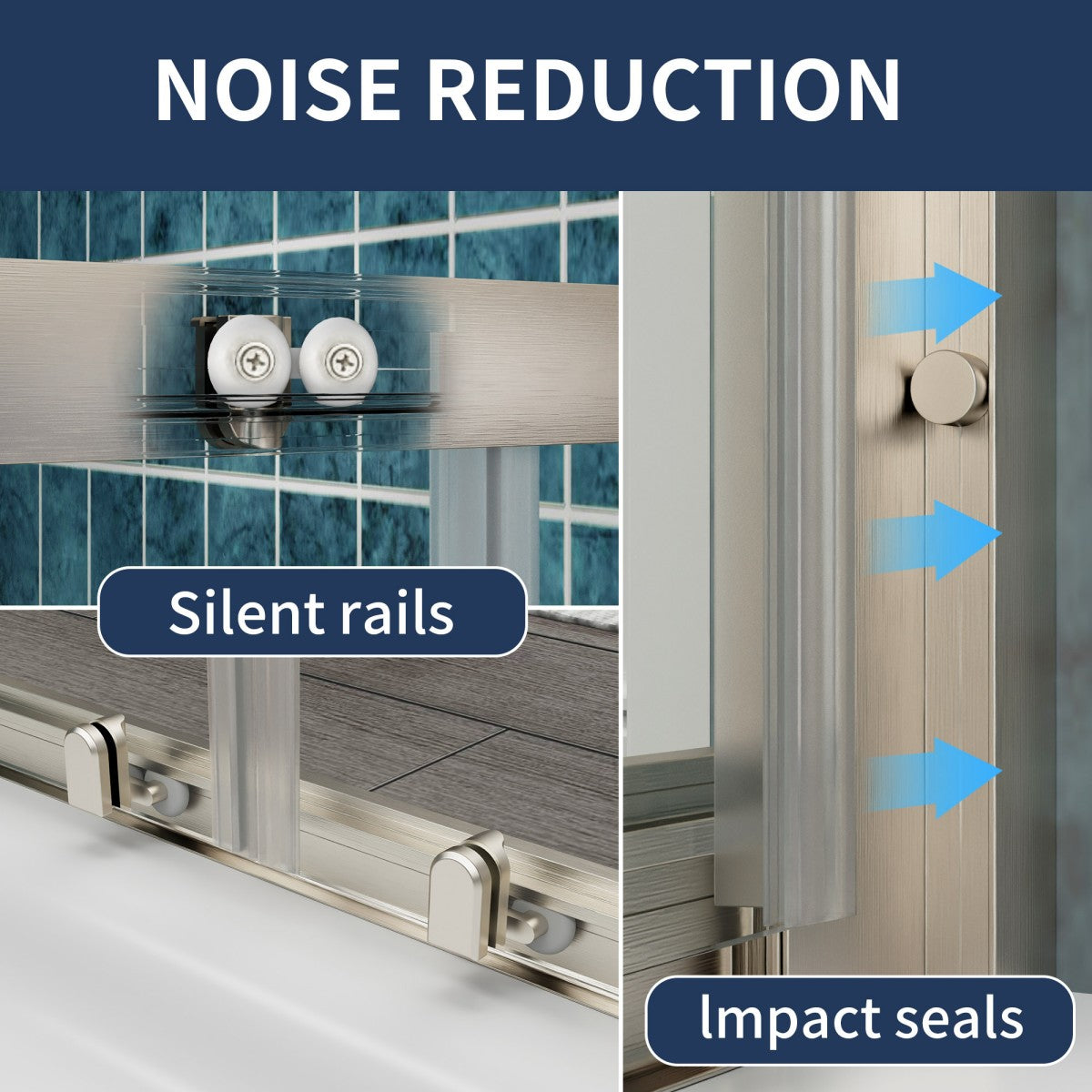 Holden 56-60"W x 70"H Easy Clean Shatter Proof Double Framed Sliding Shower Door with 1/4" (6mm) Clear SGCC Tempered Glass,Brushed Nickel
