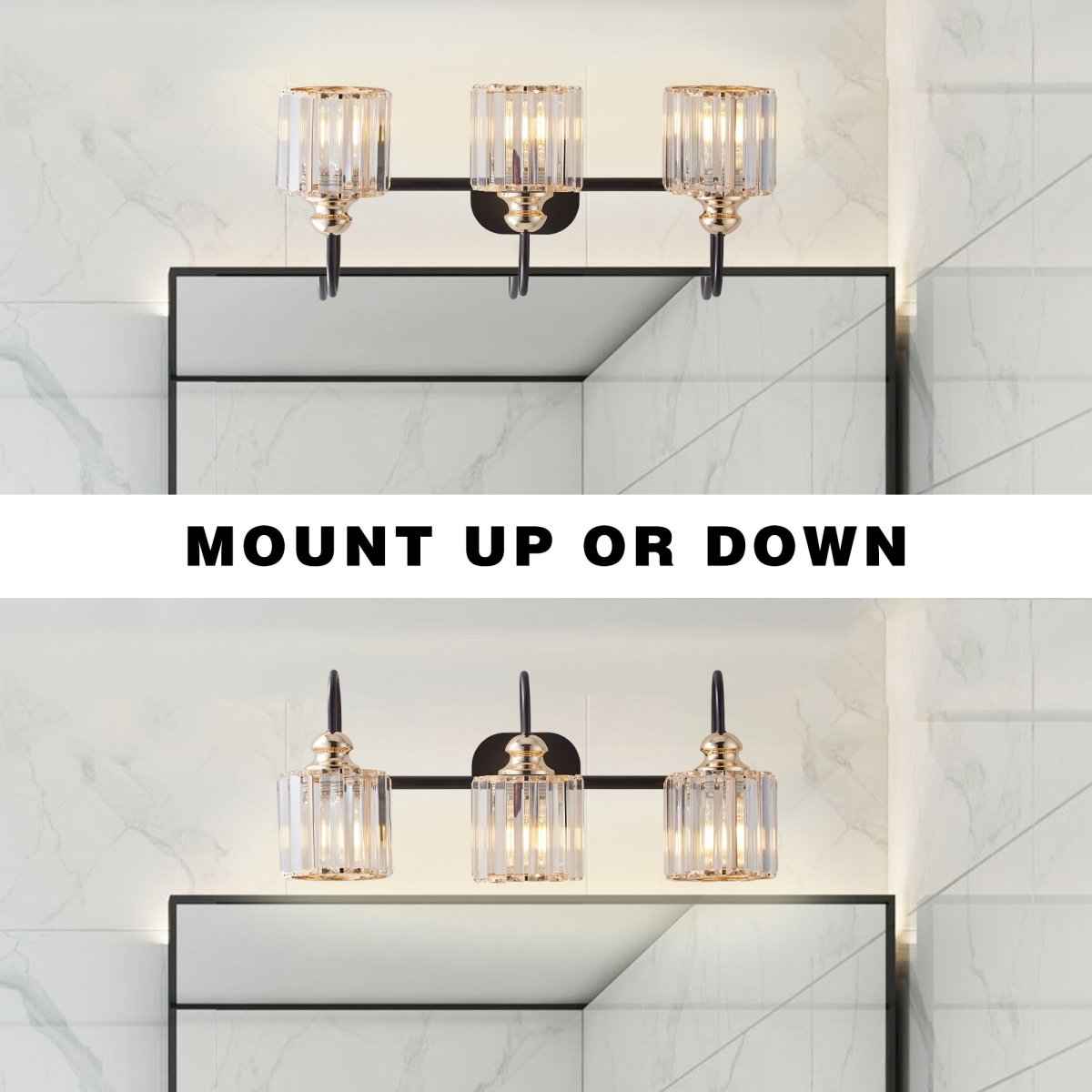 ExBrite 23 1/8" W 3 Light Bathroom Black and Gold Vanity Lights for Bathroom Light