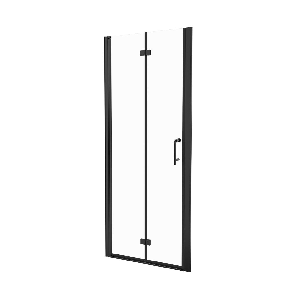Exbrite Adapt Bifold Shower Door 30 - 32 in.W x 72 in.H Pivot Swing Shower Doors,Matte Black,Tempered Shower Glass