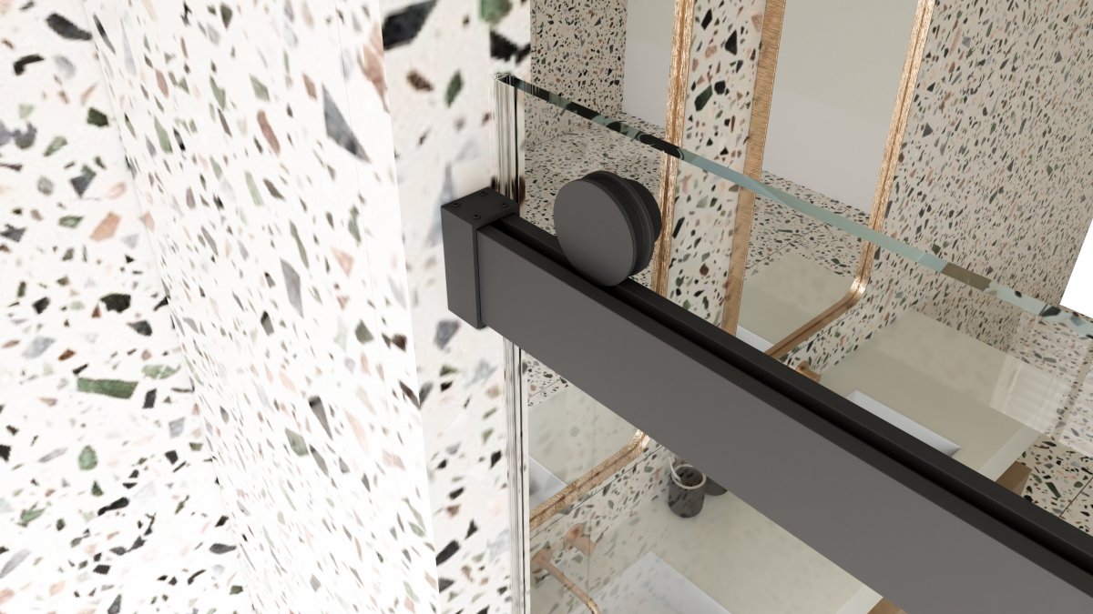 ExBrite-Catalyst 68-72in.W x 76in.H Semi-Frameless Sliding Door,6mm Tempered Glass Door,Matte Black,Double Sliding Glass Shower Enclosure