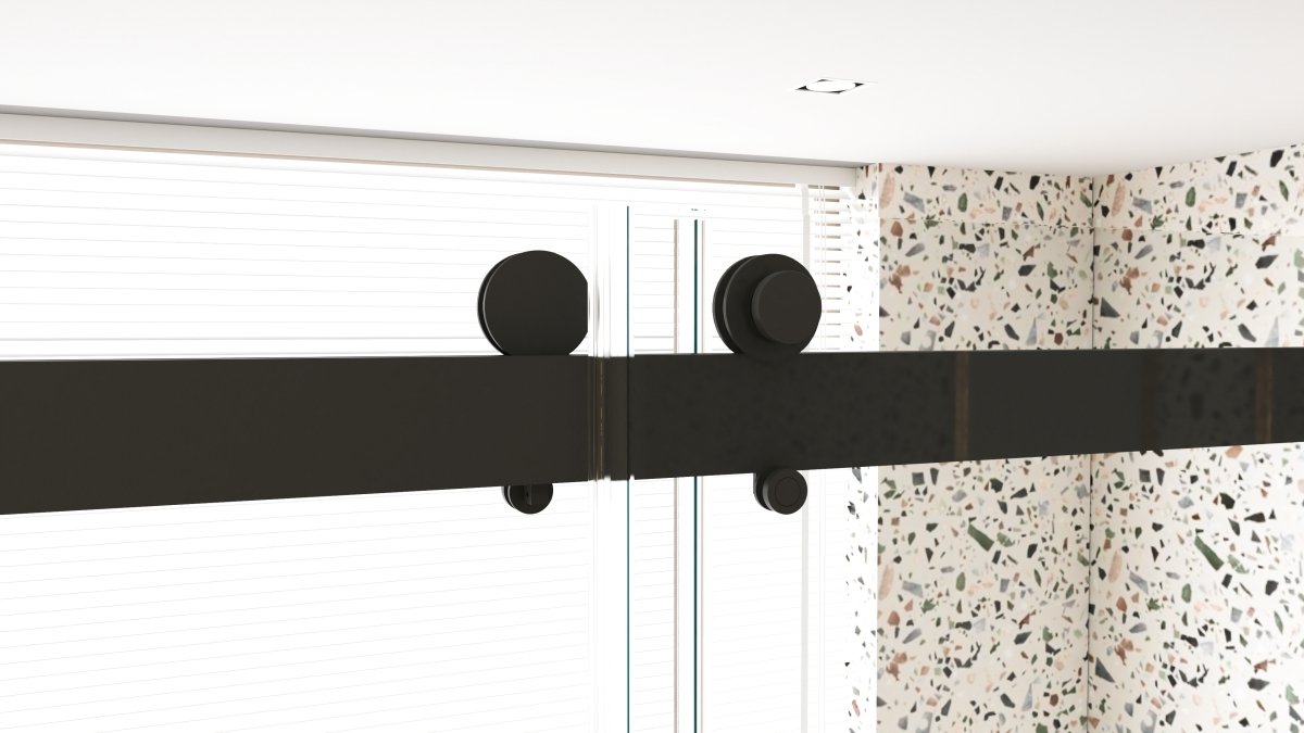 ExBrite-Catalyst 68-72in.W x 76in.H Semi-Frameless Sliding Door,6mm Tempered Glass Door,Matte Black,Double Sliding Glass Shower Enclosure