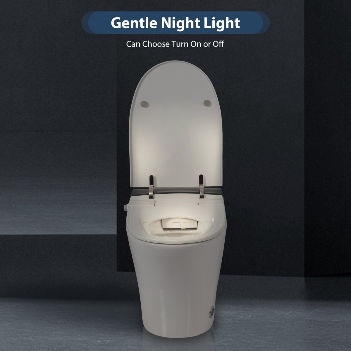 Exbrite Heated Seat Smart Toilet, One Piece Toilet, Automatic Flush Tankless Toilet without Bidet, with Foot sensor Flush, Blue Night Light, Knob Control, Power Outage Flushing, Soft Close Cover,White