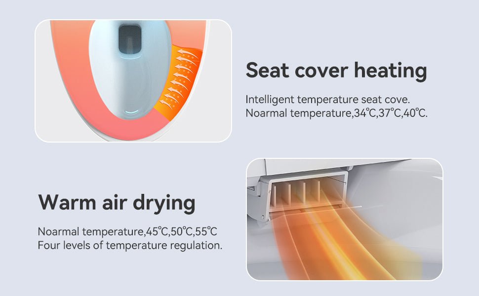 ExBrite Smart Toilets with Heated Bidet Seat Bidet toilet with Dryer and Warm Water,Portable toilet with bidet built.Intelligent Toilet Auto Open/Close Seat. Bidet toilet with Dryer and Warm Water