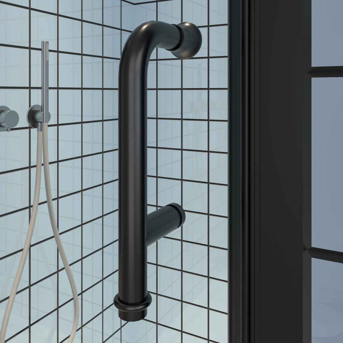Exbrite Adapt Bifold Shower Door 34-36 in.W x 72 in.H Pivot Swing Shower Doors,Matte Black,Clear Tempered Glass