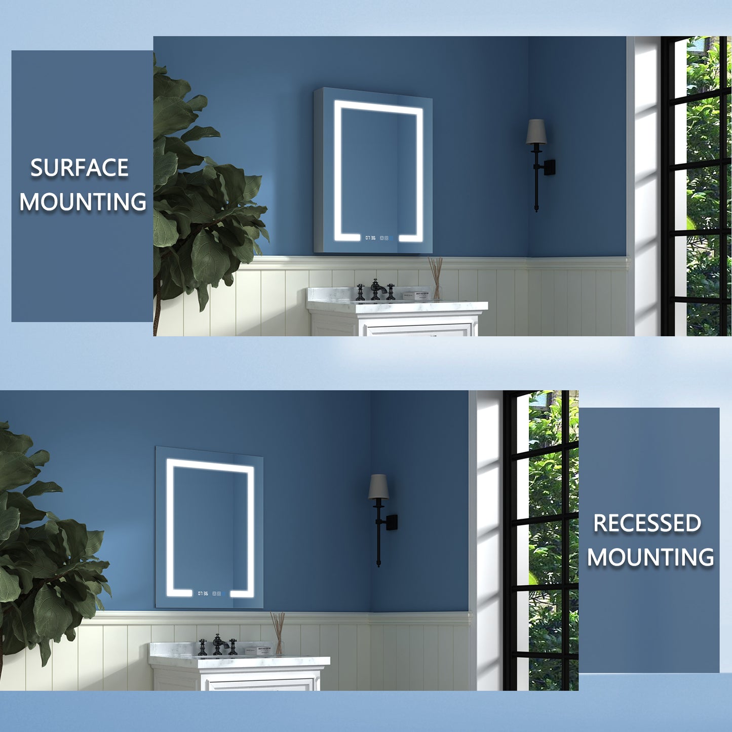 Boost-M2 60" W x 32" H Lighted Medicine Cabinet with Outlets & USB