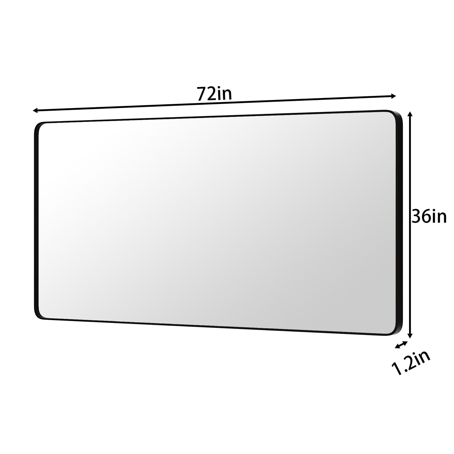 Noir 72" x 36" Vanity Mirror – Modern, Elegant, Rectangular Wall Mirror with Tempered Glass, Shatterproof, Rust-Resistant, Matte Black Frame for Bathroom, Living Room & Hallway - ExBriteUSA
