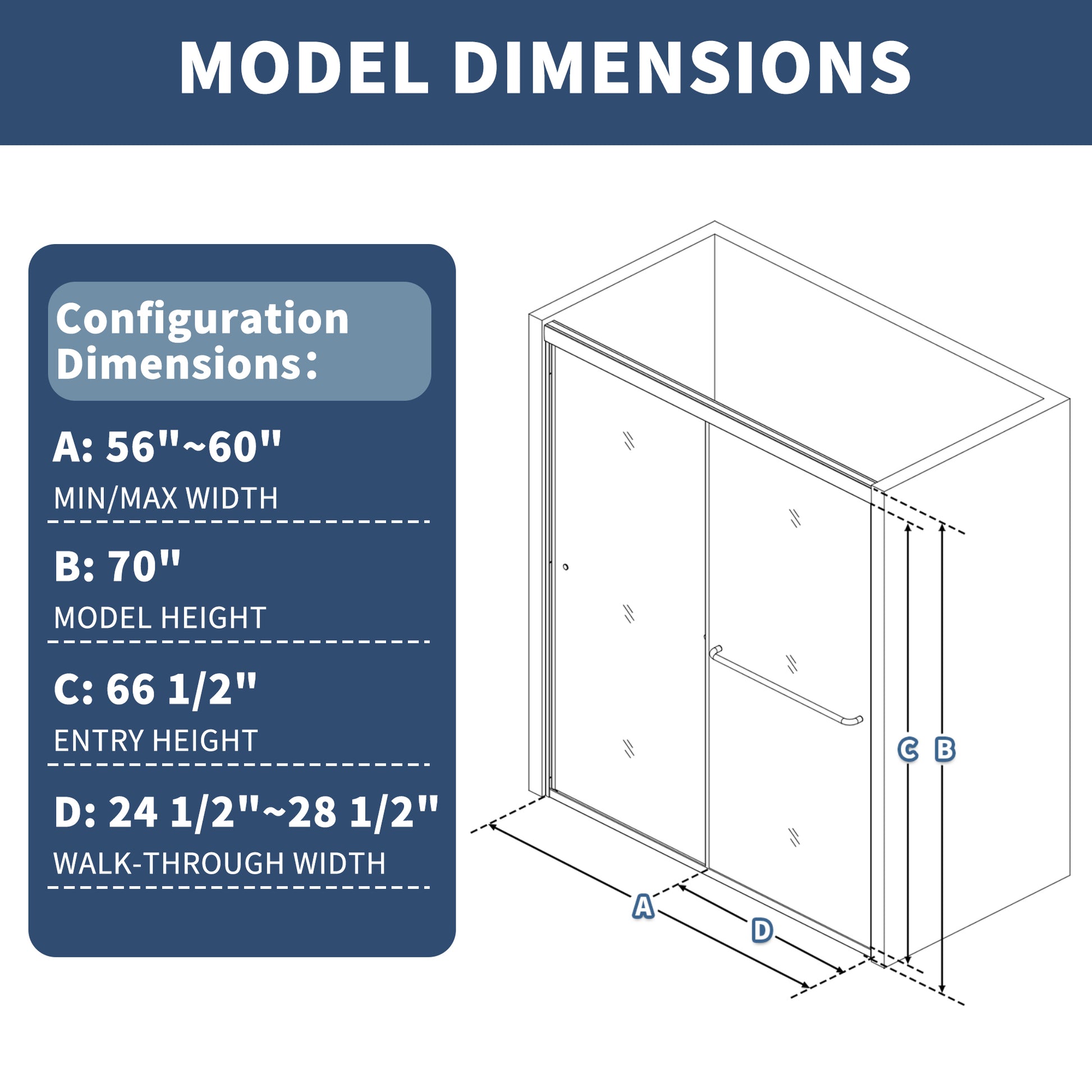Glide Semi-Frameless Shower Door 56-60 in. W x 70 in. H Bypass Sliding Shower Enclosure,Brushed Gold,Double Sliding Glass Bathroom Doors - ExBriteUSA