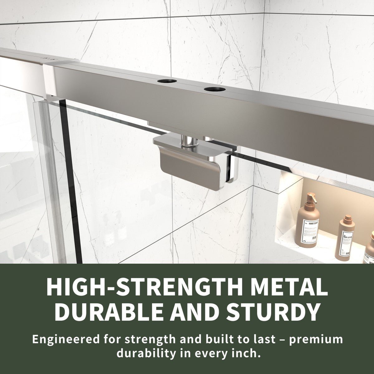 Flexi 44 - 48"x71" Frameless Shower Door in Brushed Nickel,Water Repellent Glass with Seal Strip Parts and Handle,6mm Glass Shower Door