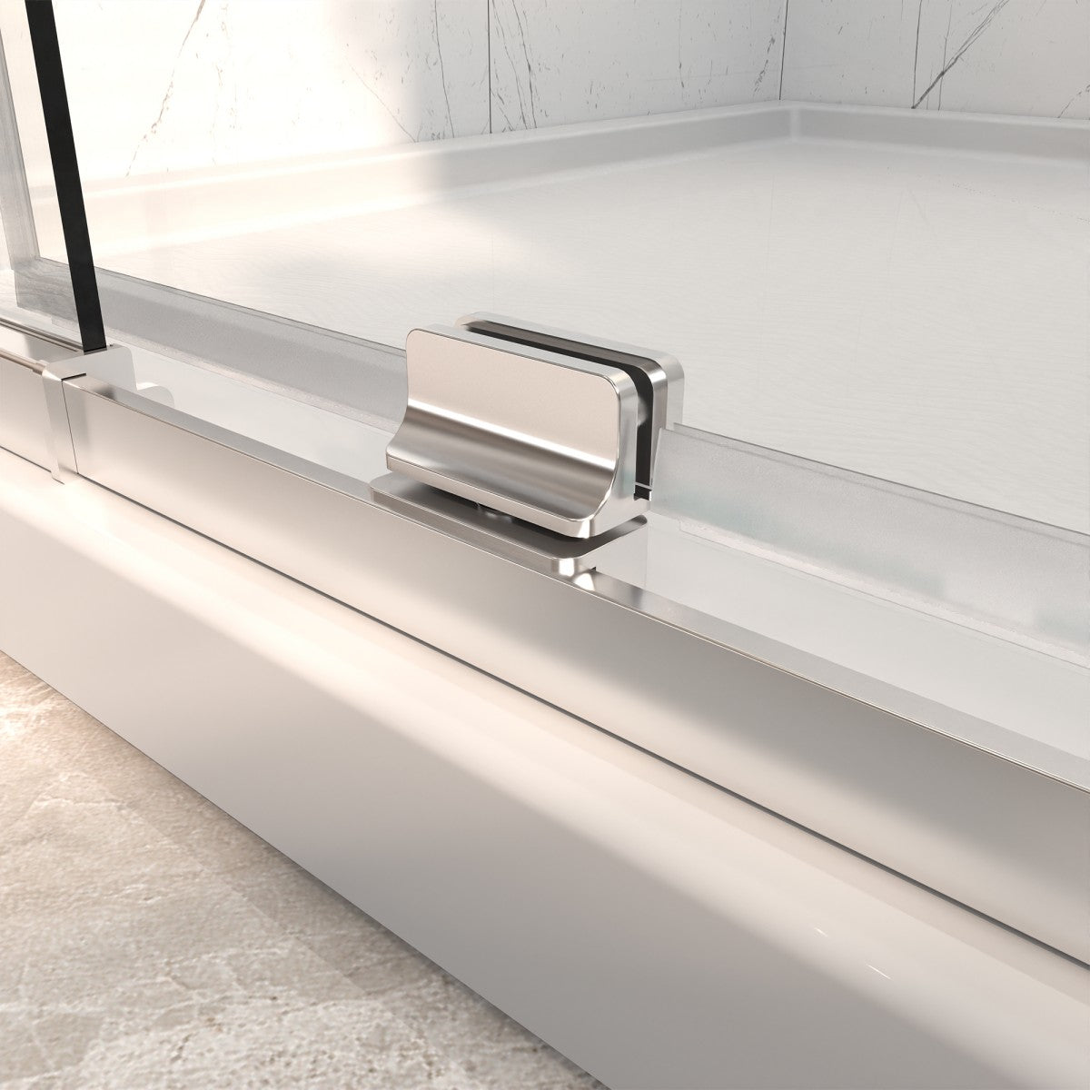 Flexi 44 - 48"x71" Frameless Shower Door in Brushed Nickel,Water Repellent Glass with Seal Strip Parts and Handle,6mm Glass Shower Door
